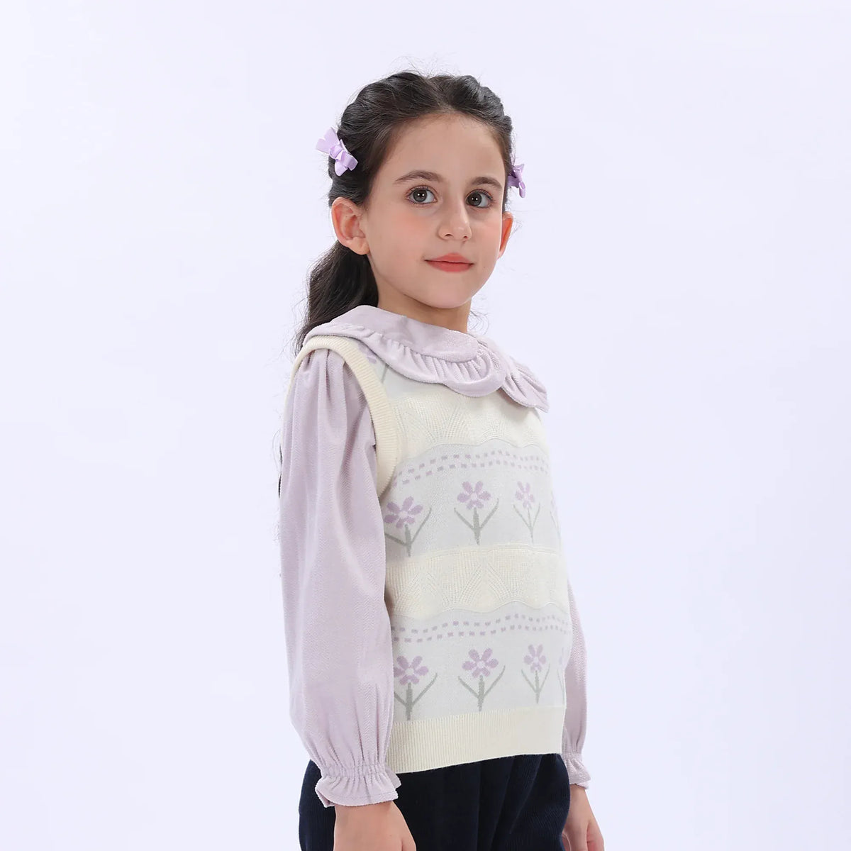 Casual Floral Waistcoat for Girls Image