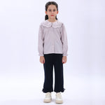 Navy Casual Plain Pants for Girls Image