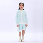 Light Blue Casual Checked Skirt for Girls Image
