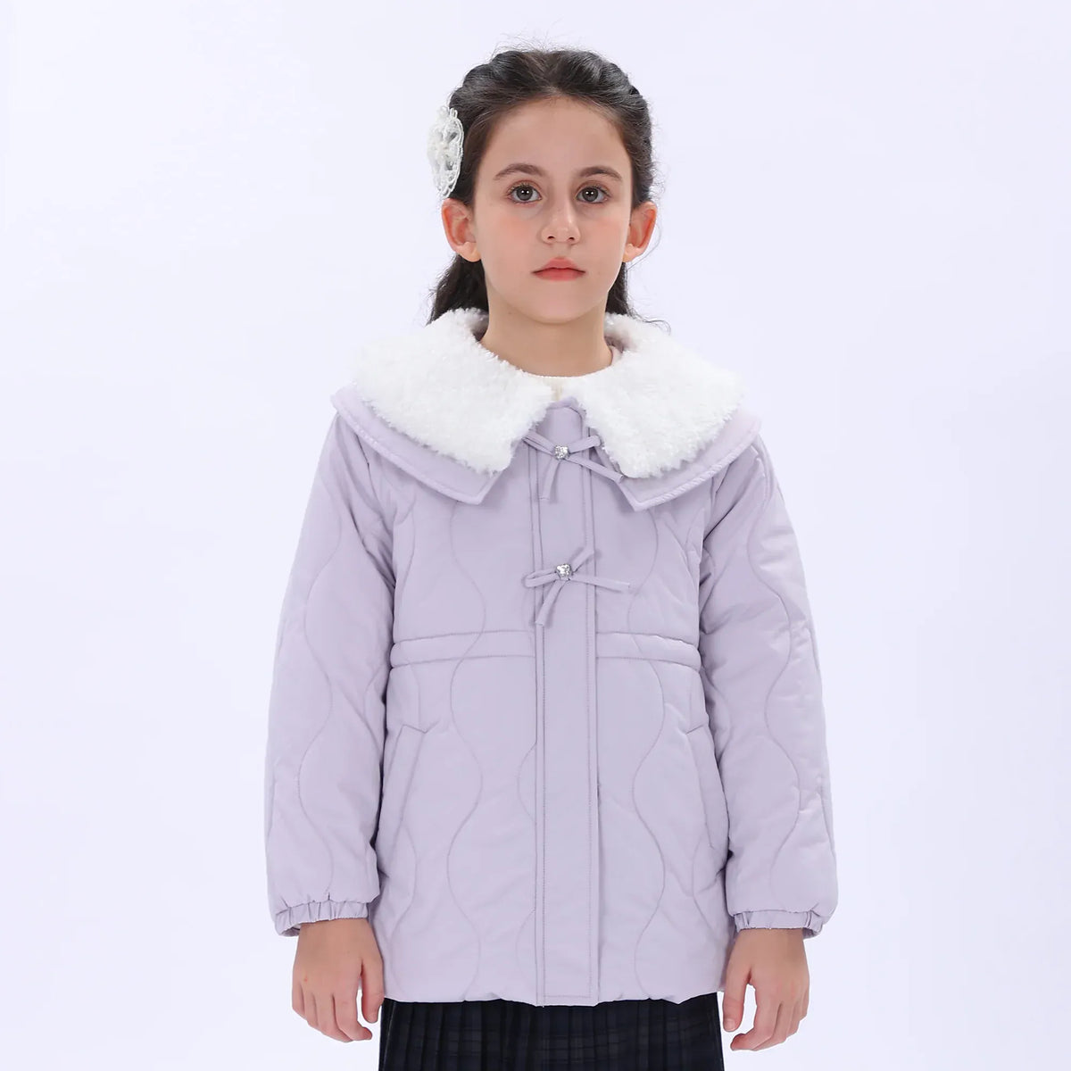 Casual Solid Jacket for Girls Image