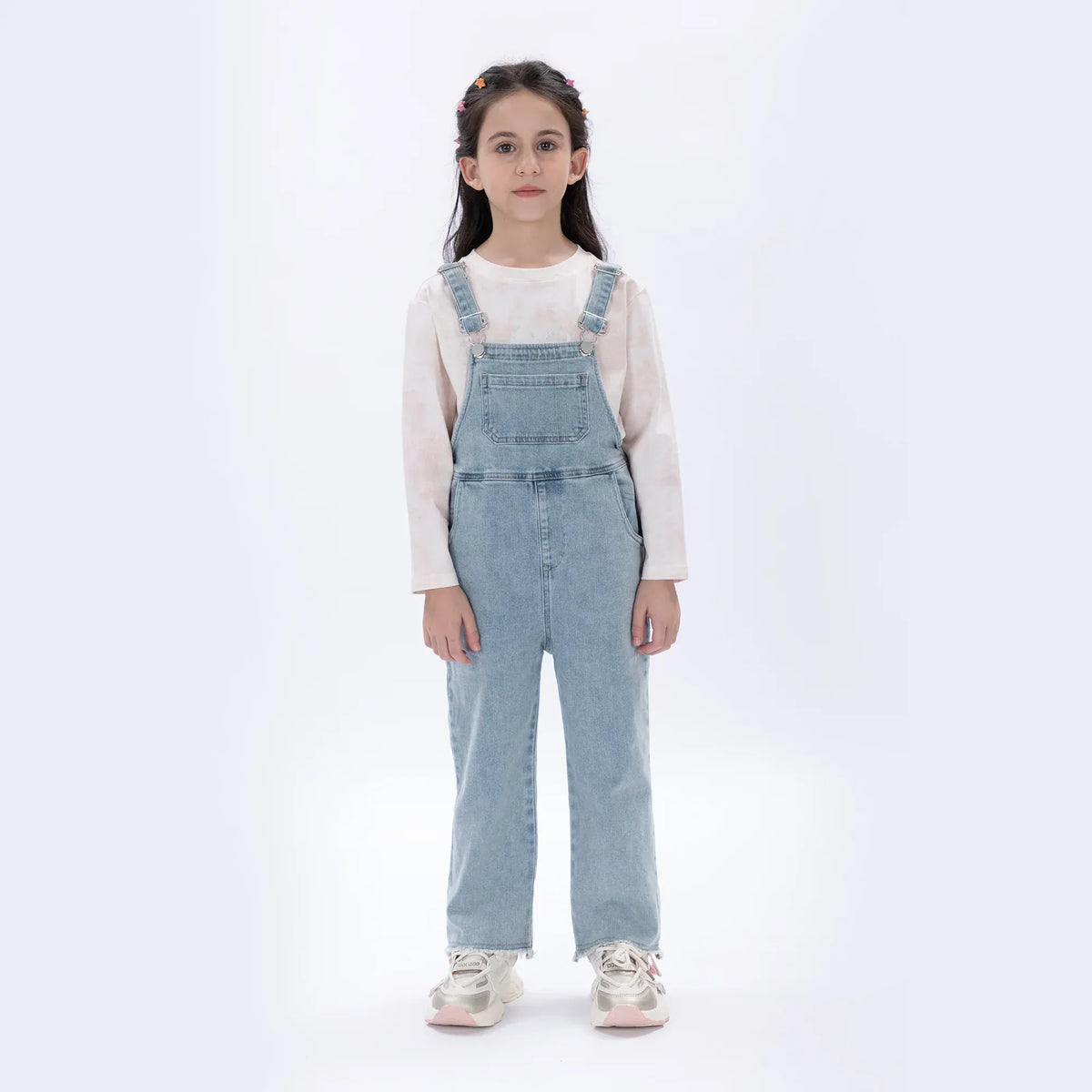 Jeans Blue Casual Washed Jeans Overalls for Girls Image