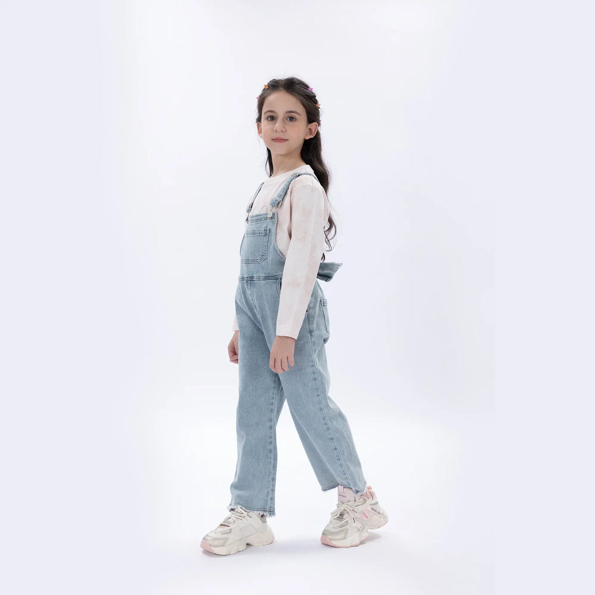 Casual Washed Jeans Overalls for Girls Image