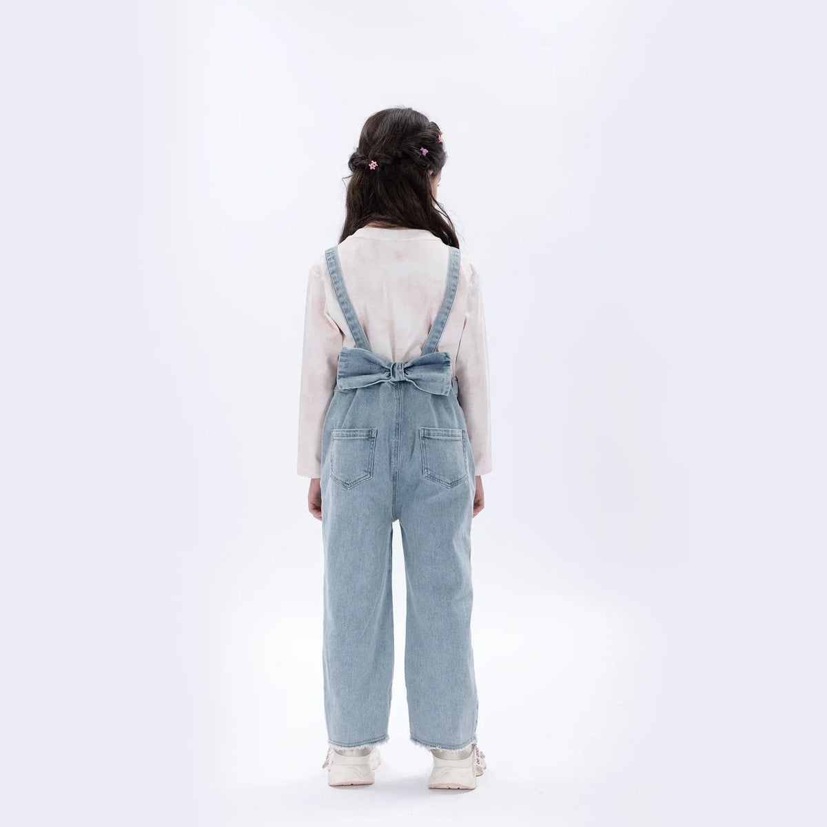 Casual Washed Jeans Overalls for Girls Image