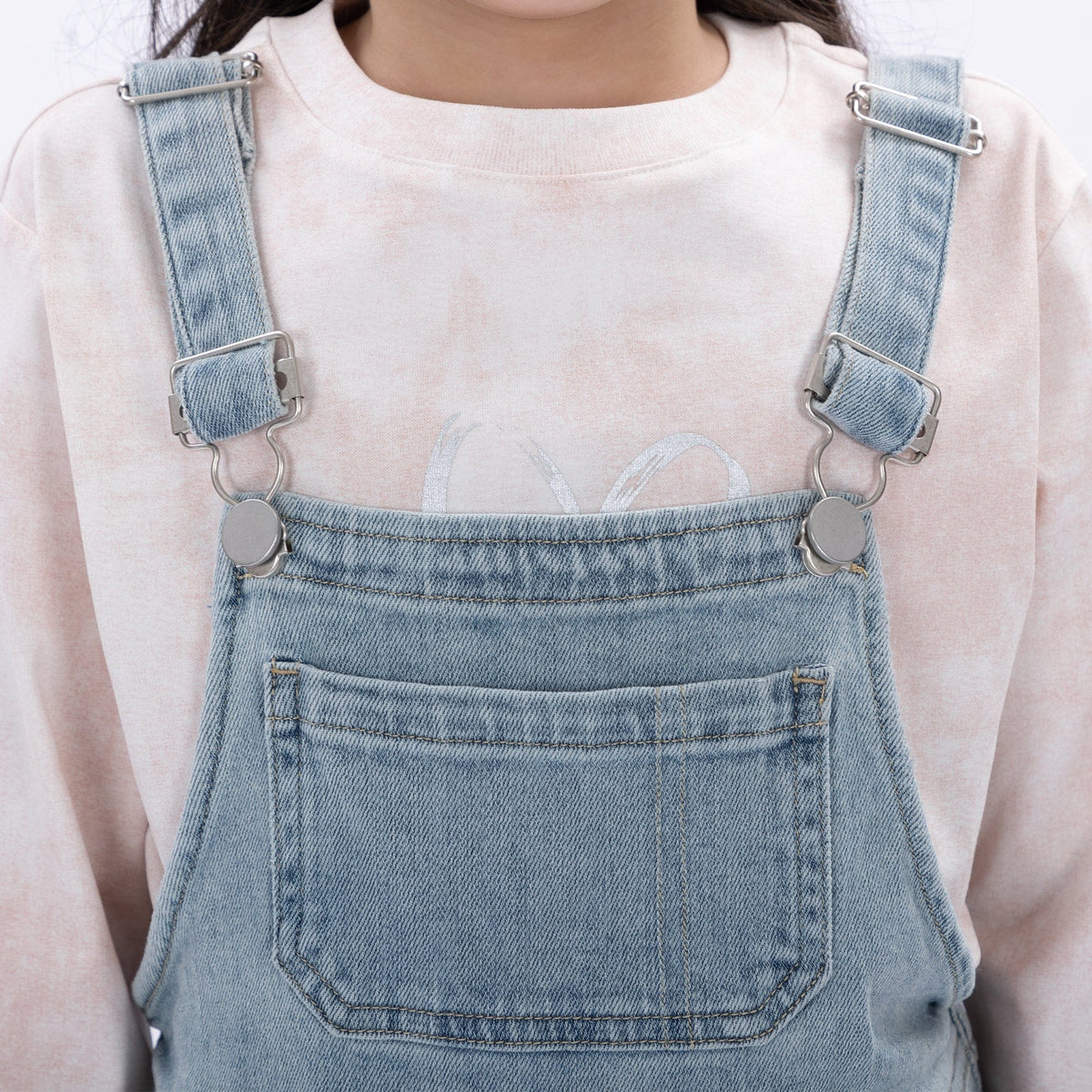 Casual Washed Jeans Overalls for Girls Image