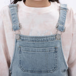 Casual Washed Jeans Overalls for Girls Image