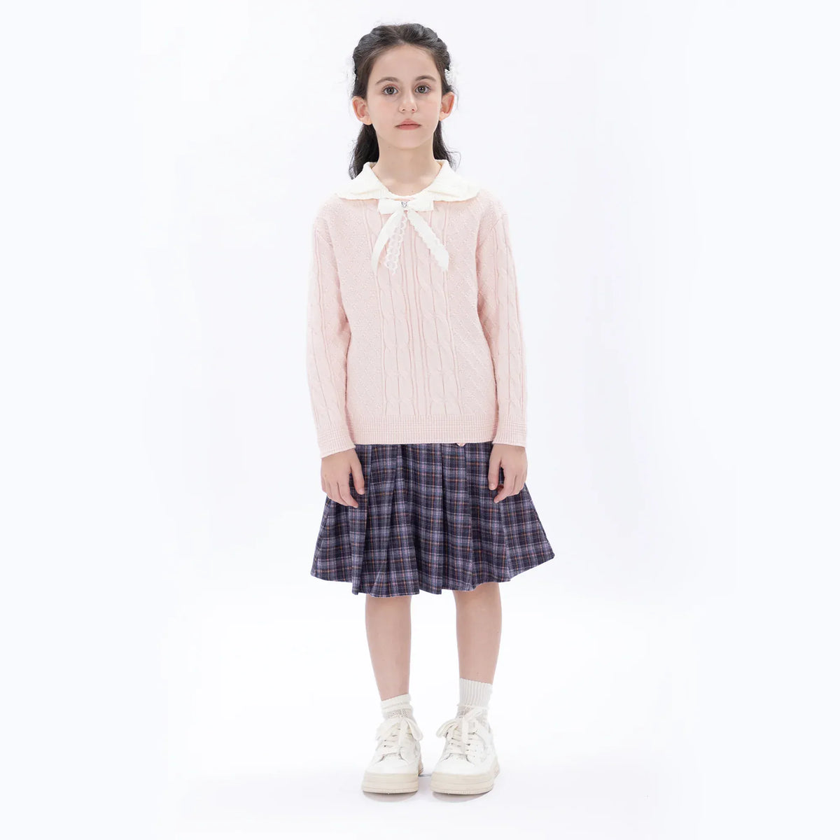 Pink Casual Jacquard Sweater for Girls Image