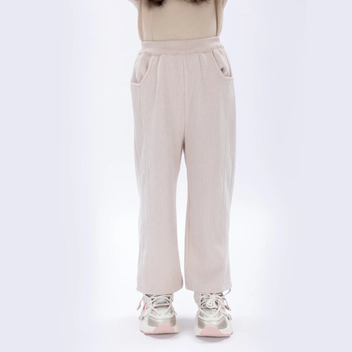 Beige Casual Plain Pants for Girls Image