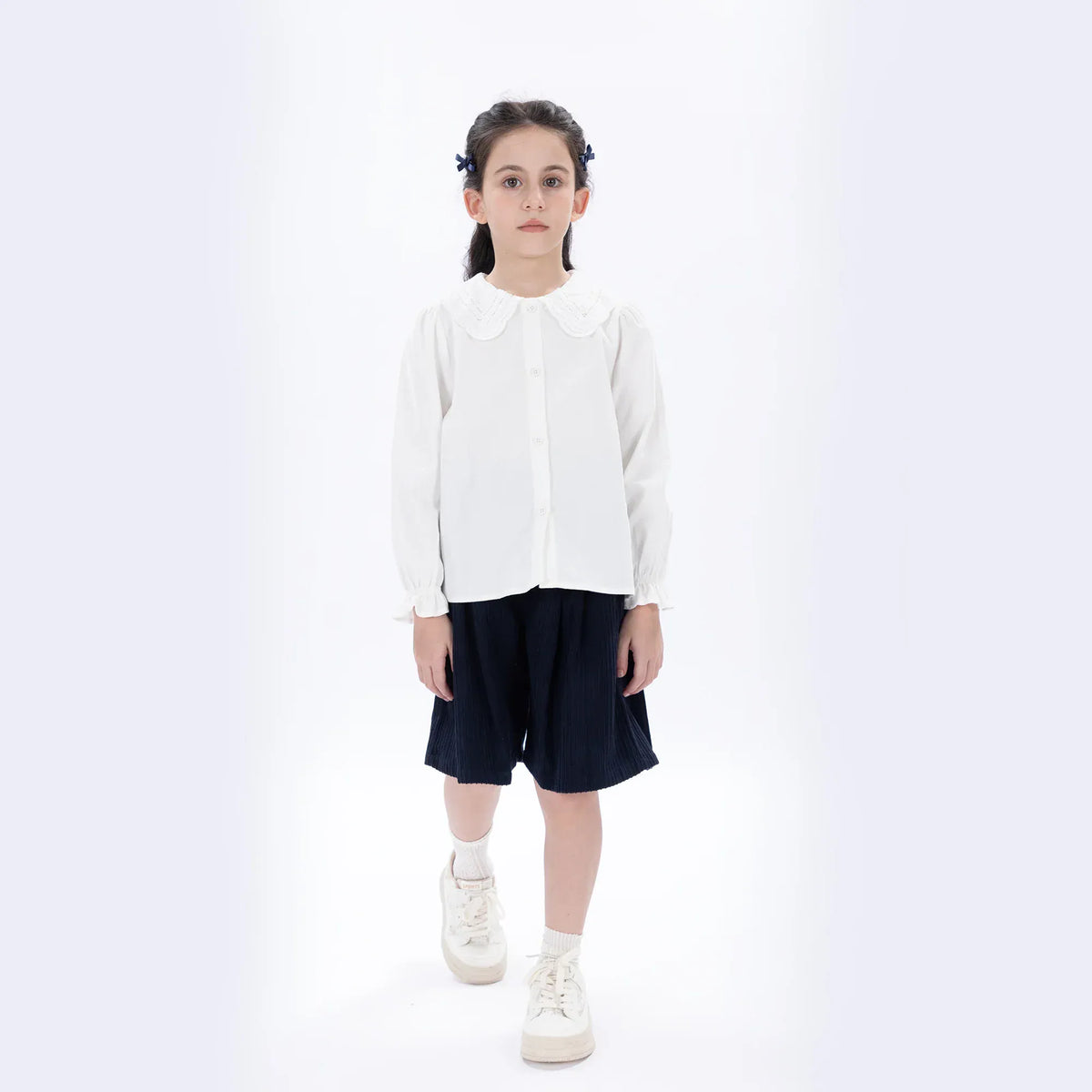 Off White Casual Laced Shirt for Girls Image