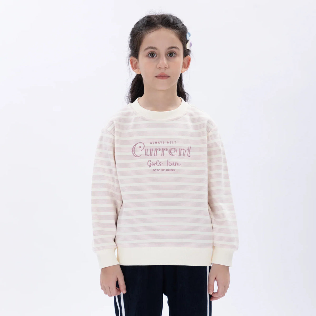 Casual Striped Sweatshirt for Girls Image
