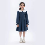 Navy Casual Embroidery Dress for Girls Image