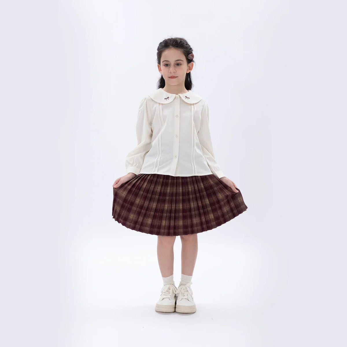 Light Beige Casual Embroidery Shirt for Girls Image