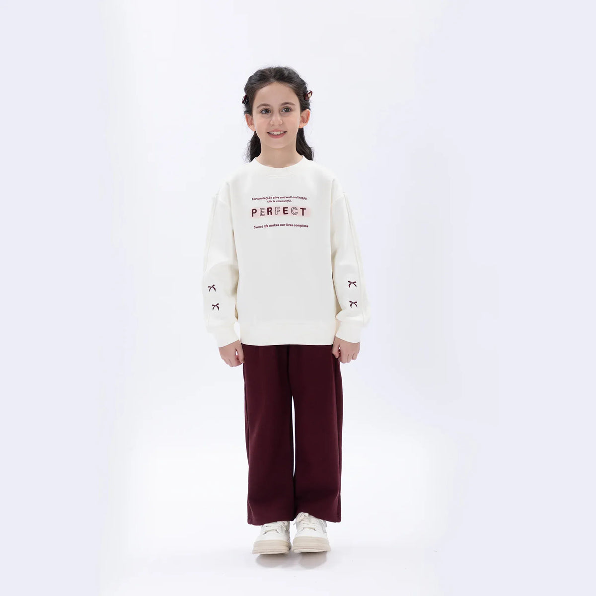 Maroon Casual Plain Pants for Girls Image