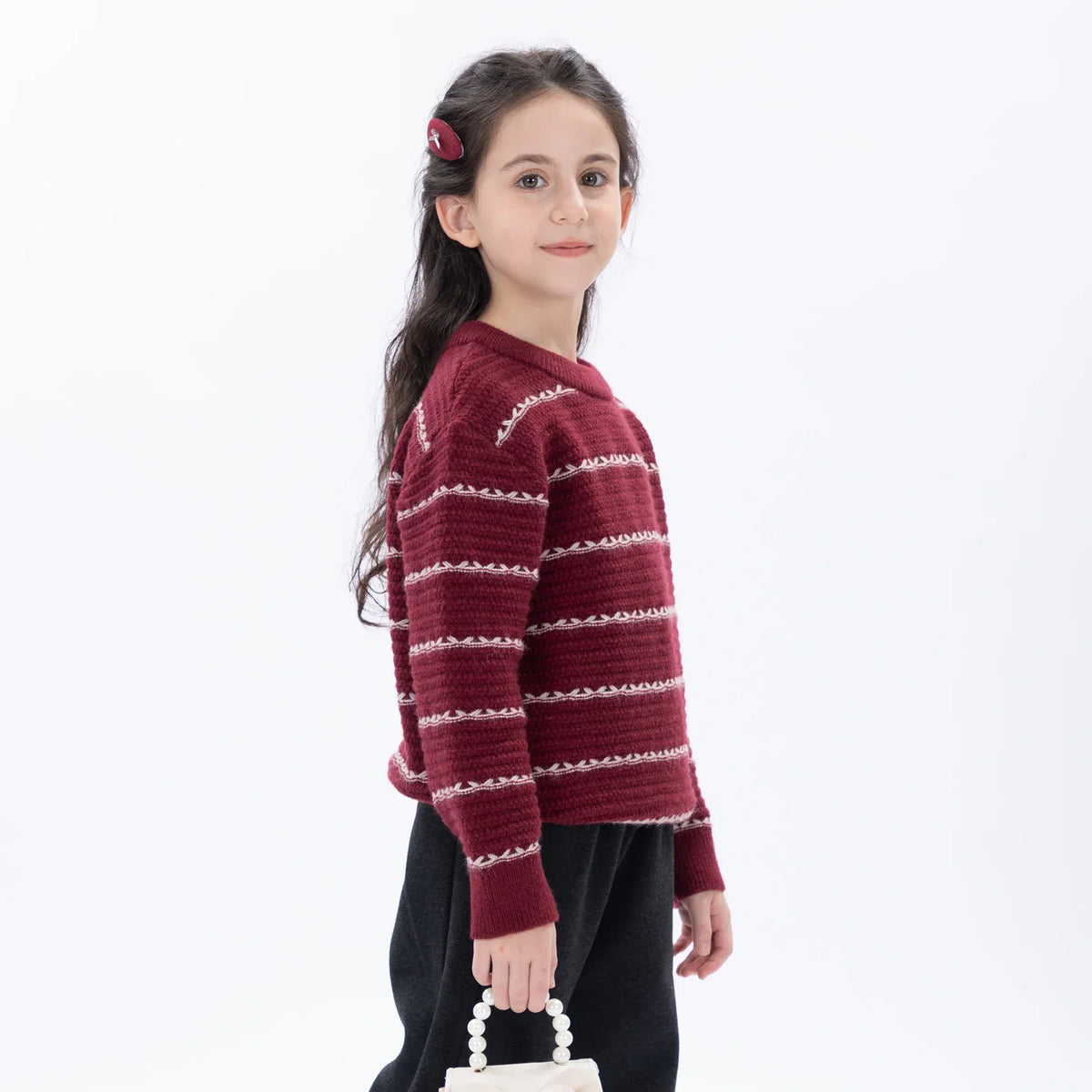 Casual Striped Sweater for Girls Image