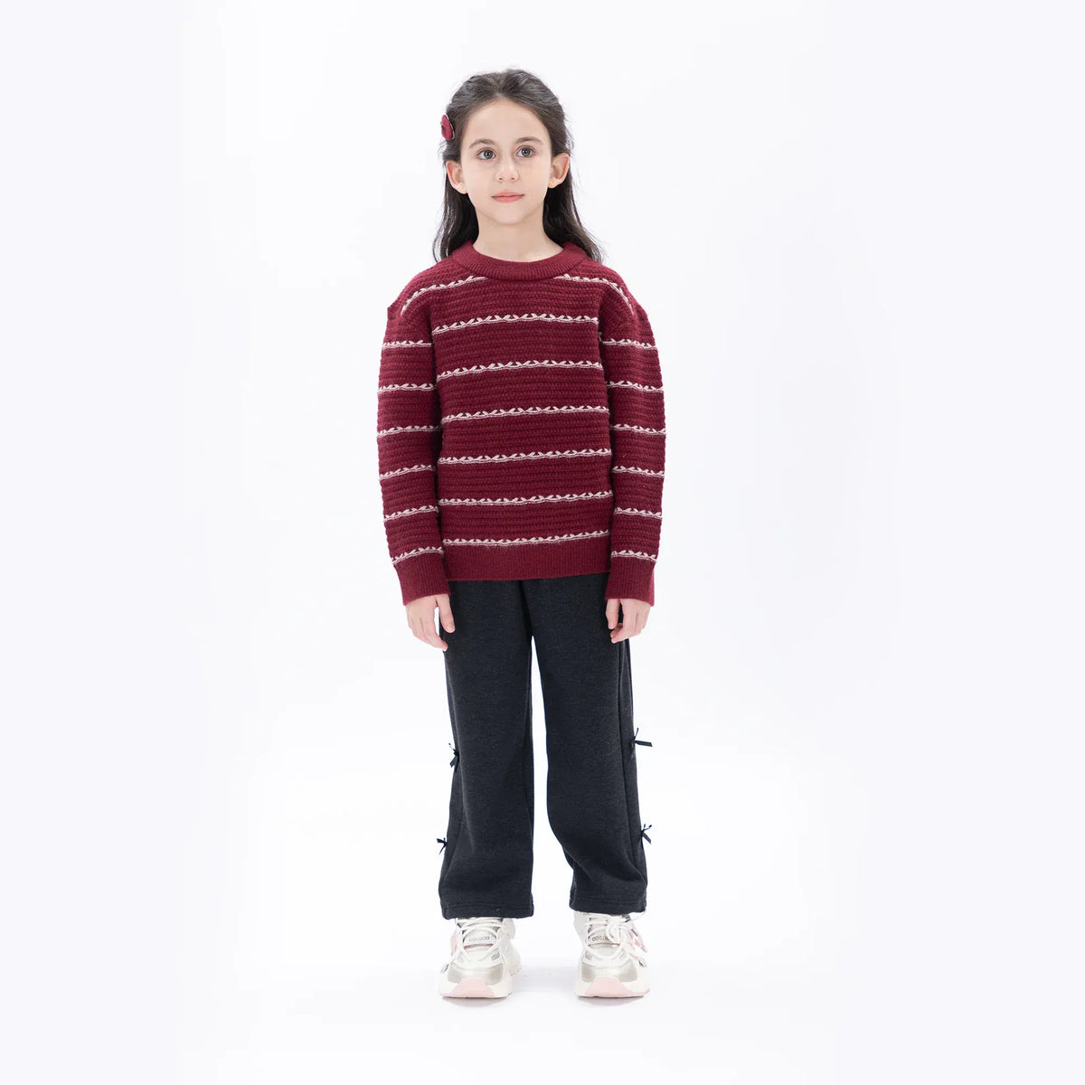 Black Casual Plain Pants for Girls Image