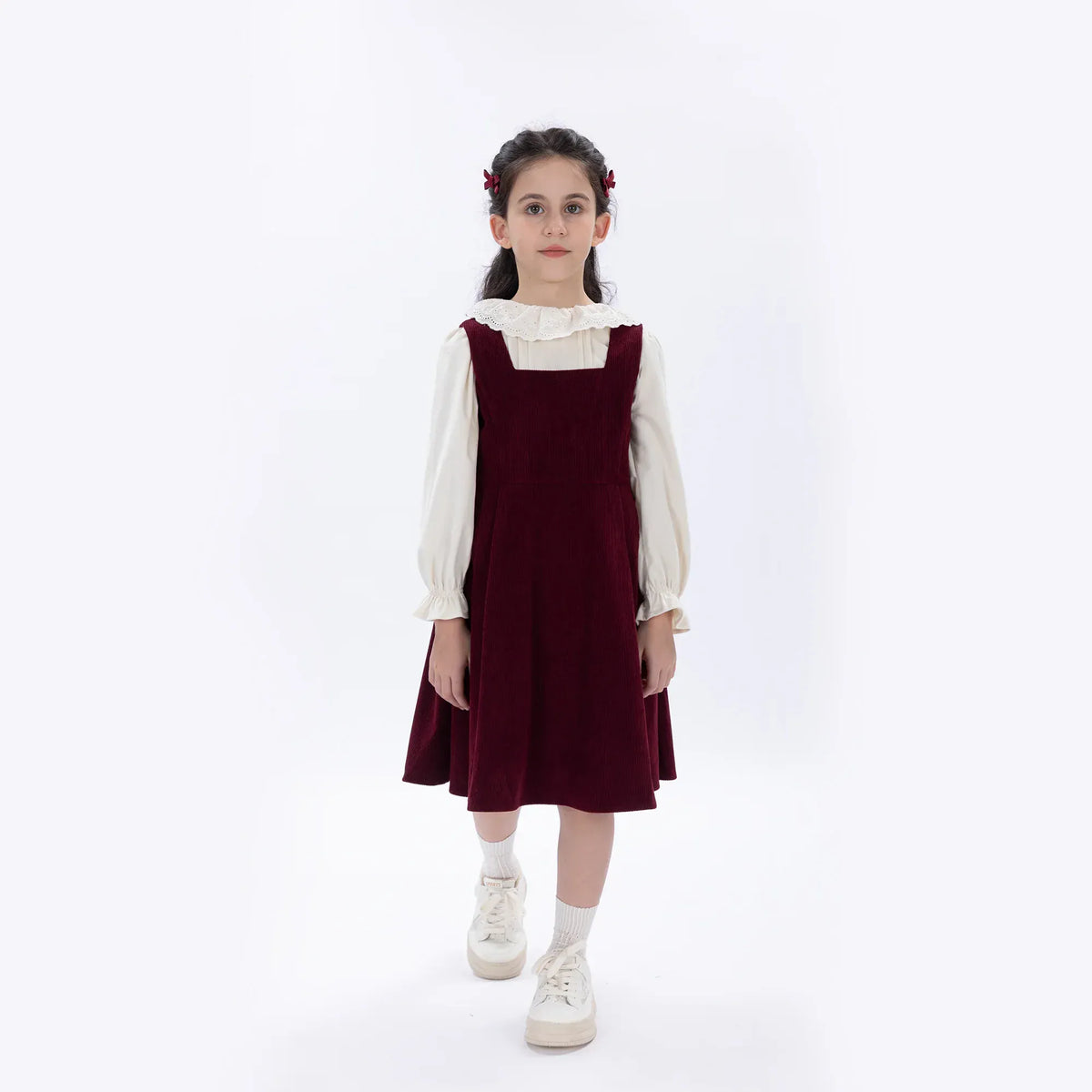Maroon Casual Plain Dress for Girls Image
