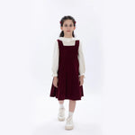 Maroon Casual Plain Dress for Girls Image