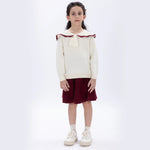 Beige Casual Jacquard Sweater for Girls Image