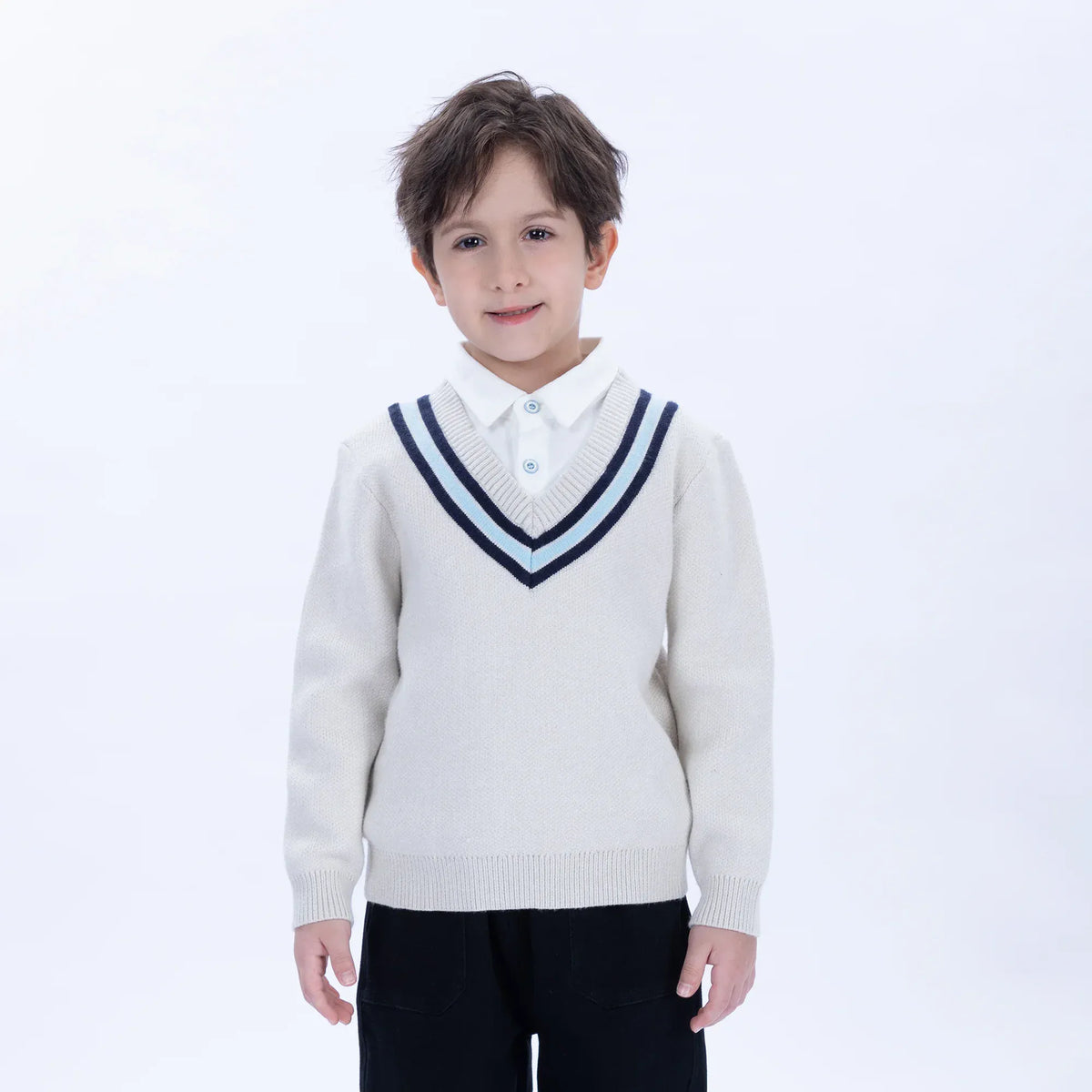 Casual Color-Blocked Sweater for Boys Image