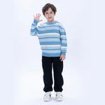 Blue Casual Striped Sweater for Boys Image