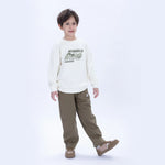 Beige Casual Printed Sweatshirt for Boys Image