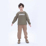 Army Green Casual Embroidery Sweatshirt for Boys Image