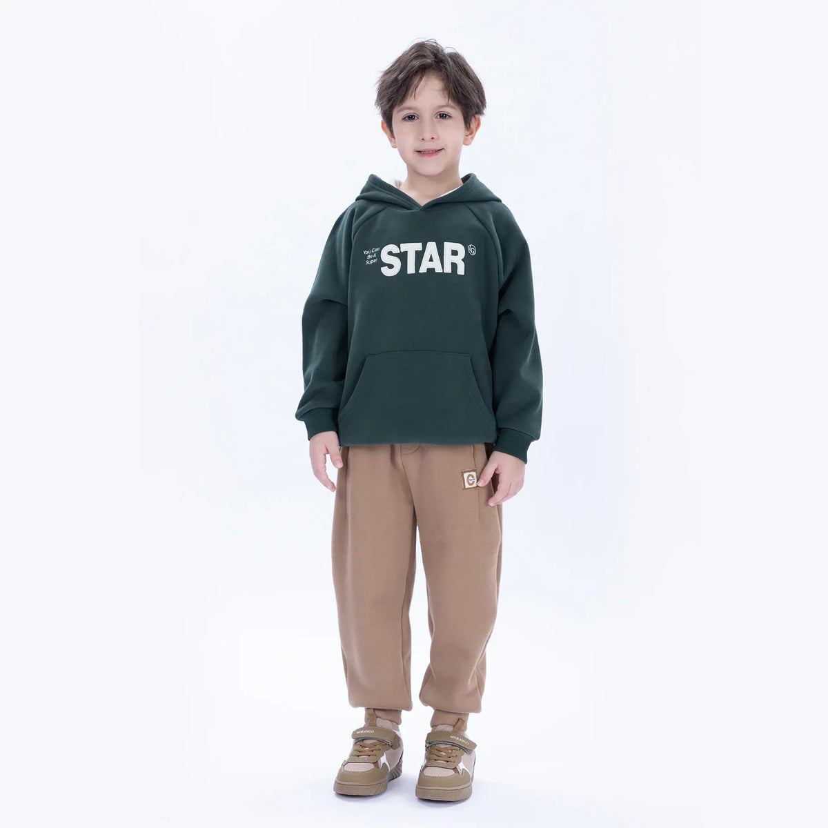 Khaki Casual Badge Pants for Boys Image
