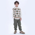 Army Green Casual Badge Pants for Boys Image