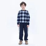 Navy Casual Checked Sweater for Boys Image