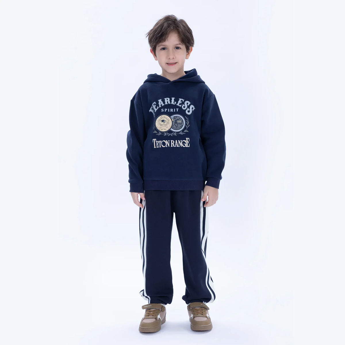 Navy Casual Embroidery Pants for Boys Image