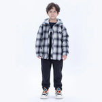 Black Casual Checked Jacket for Boys Image