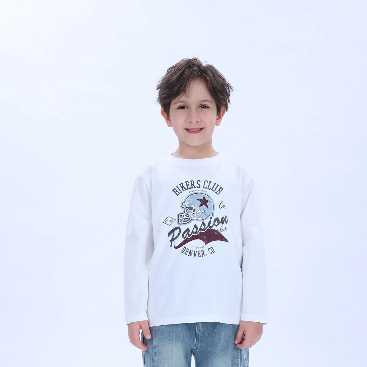 White Casual Printed T.Shirt for Boys Image