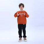 Orange Casual Printed Sweatshirt for Boys Image
