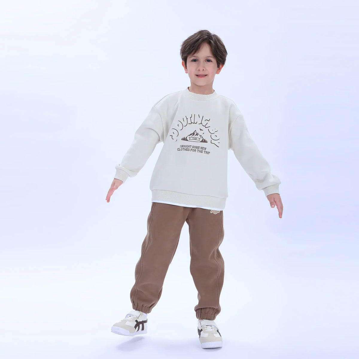 Beige Casual Printed Sweatshirt for Boys Image