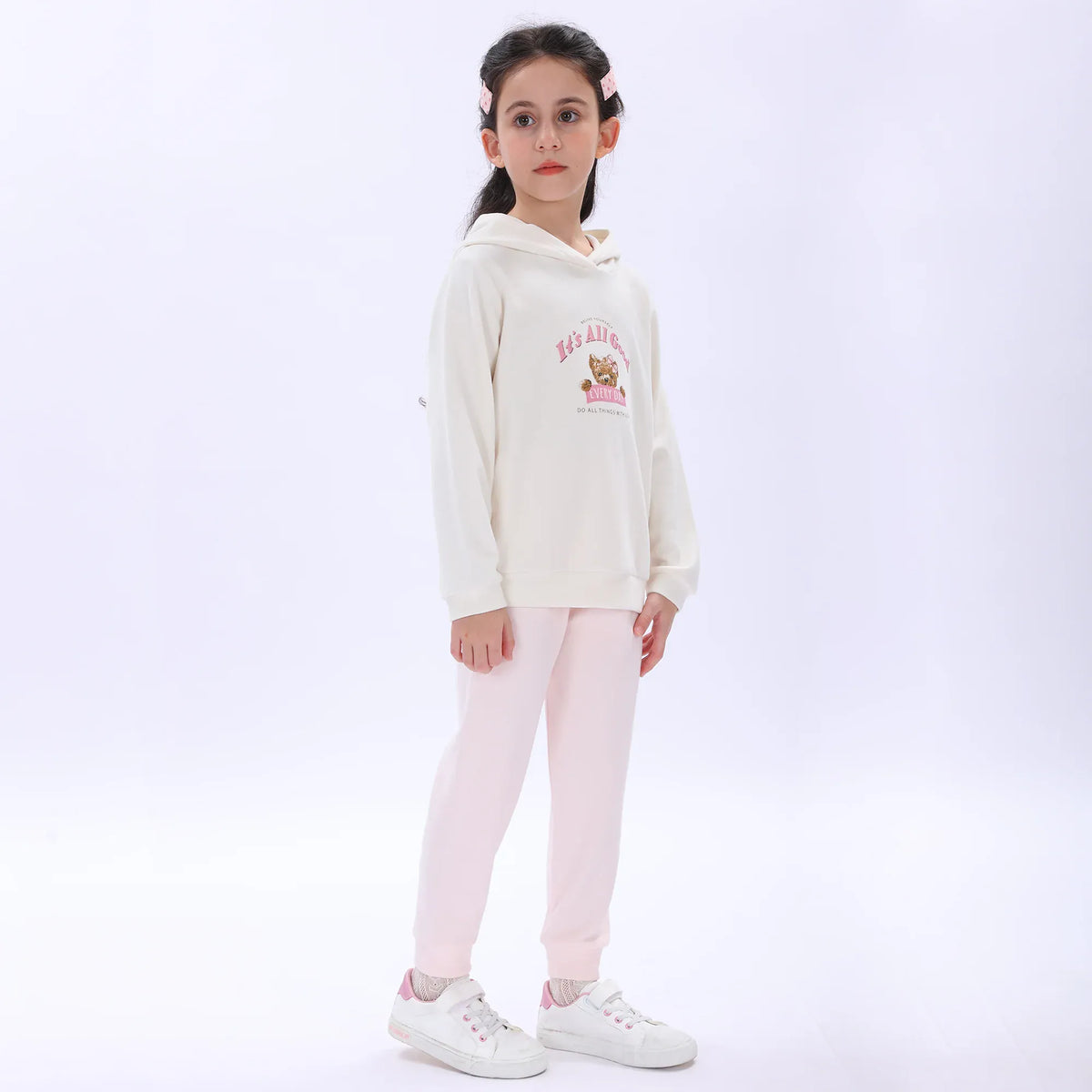 Beige Light Pink Pajama Set-2Pc for Girls Image