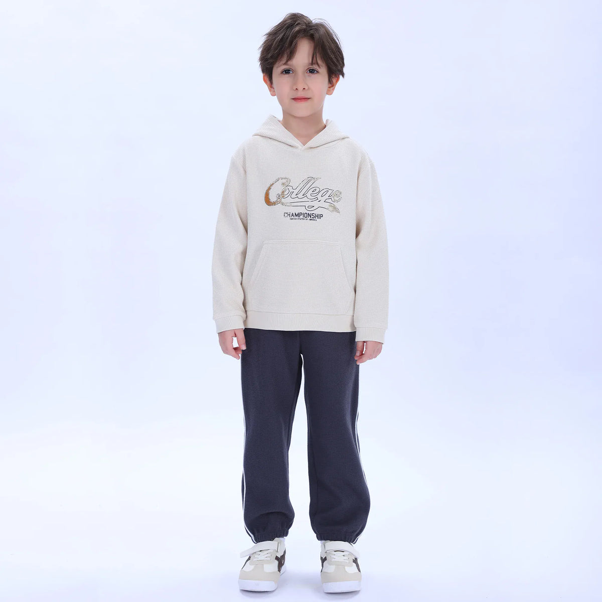 Beige Dark Grey Pajama Set-2Pc for Boys Image