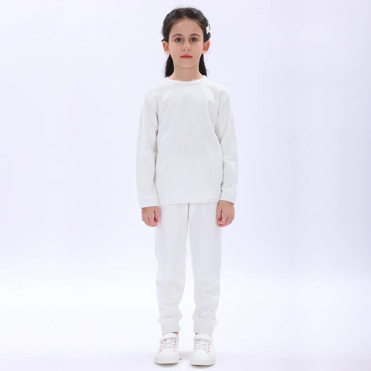 White Plain Thermal Set-2Pc for Girls Image