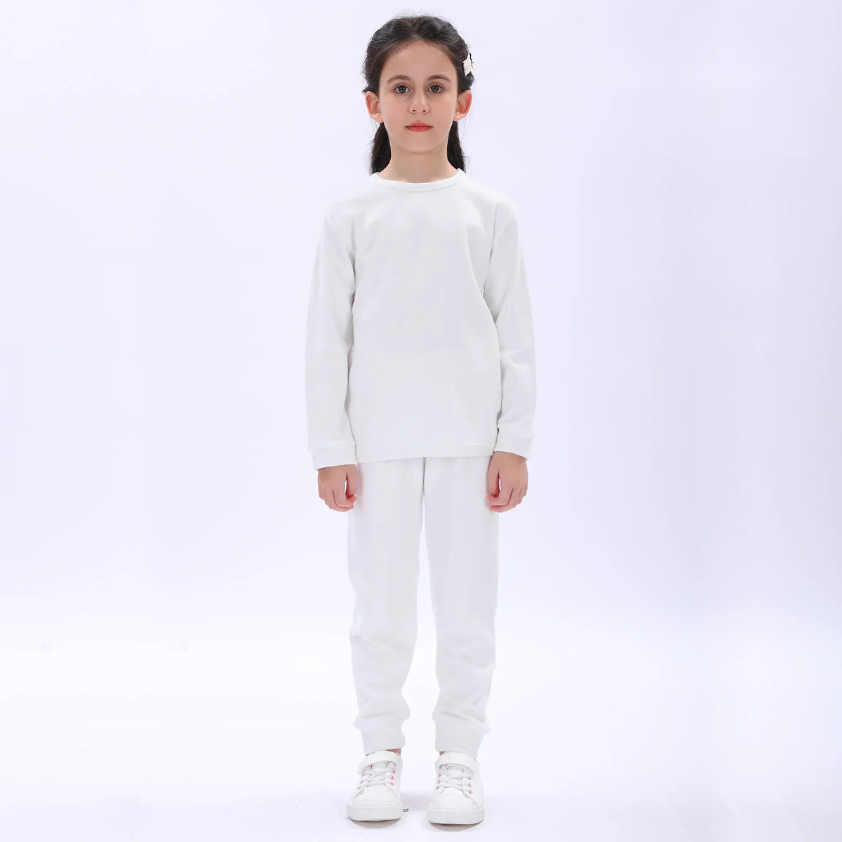 Off White Plain Thermal Set-2Pc for Girls Image