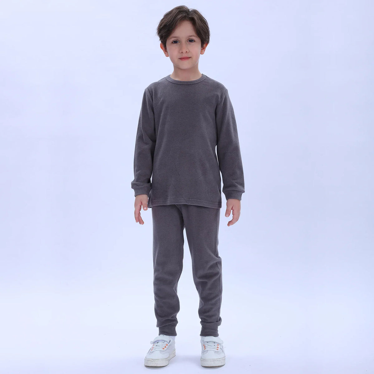 Dark Grey Plain Thermal Set-2Pc for Boys Image