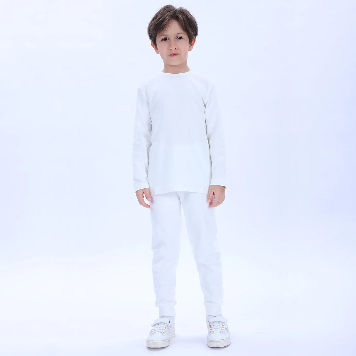 Off White Plain Thermal Set-2Pc for Boys Image