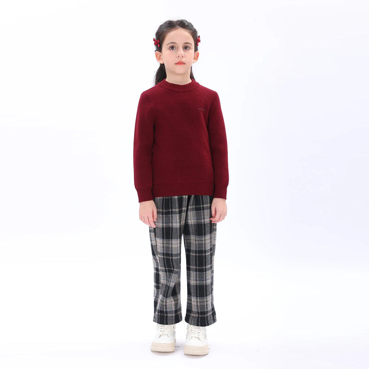 Maroon Casual Printed Sweater for Girls Image