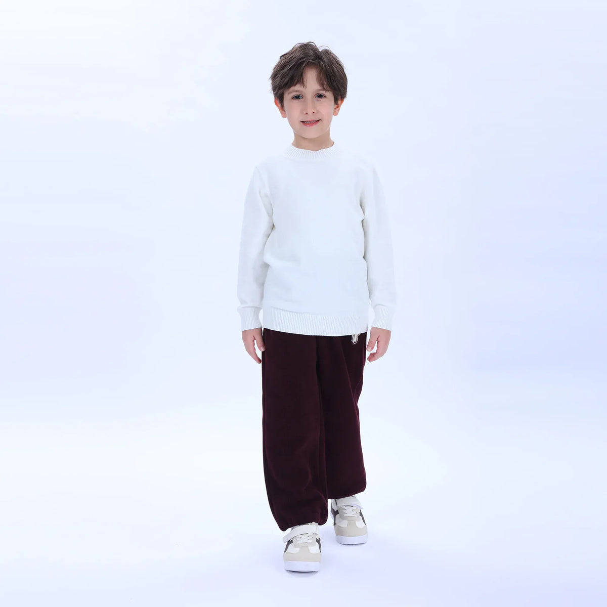 Off White Casual Printed Sweater for Boys Image