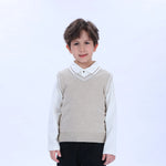 Beige Casual Printed Waistcoat for Boys Image