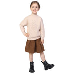 Light Khaki Embroidery Classic Sweater for Girls Image