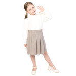 Khaki Checked Classic Skirt for Girls Image