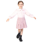 Light Purple Red Checked Classic Skirt for Girls Image