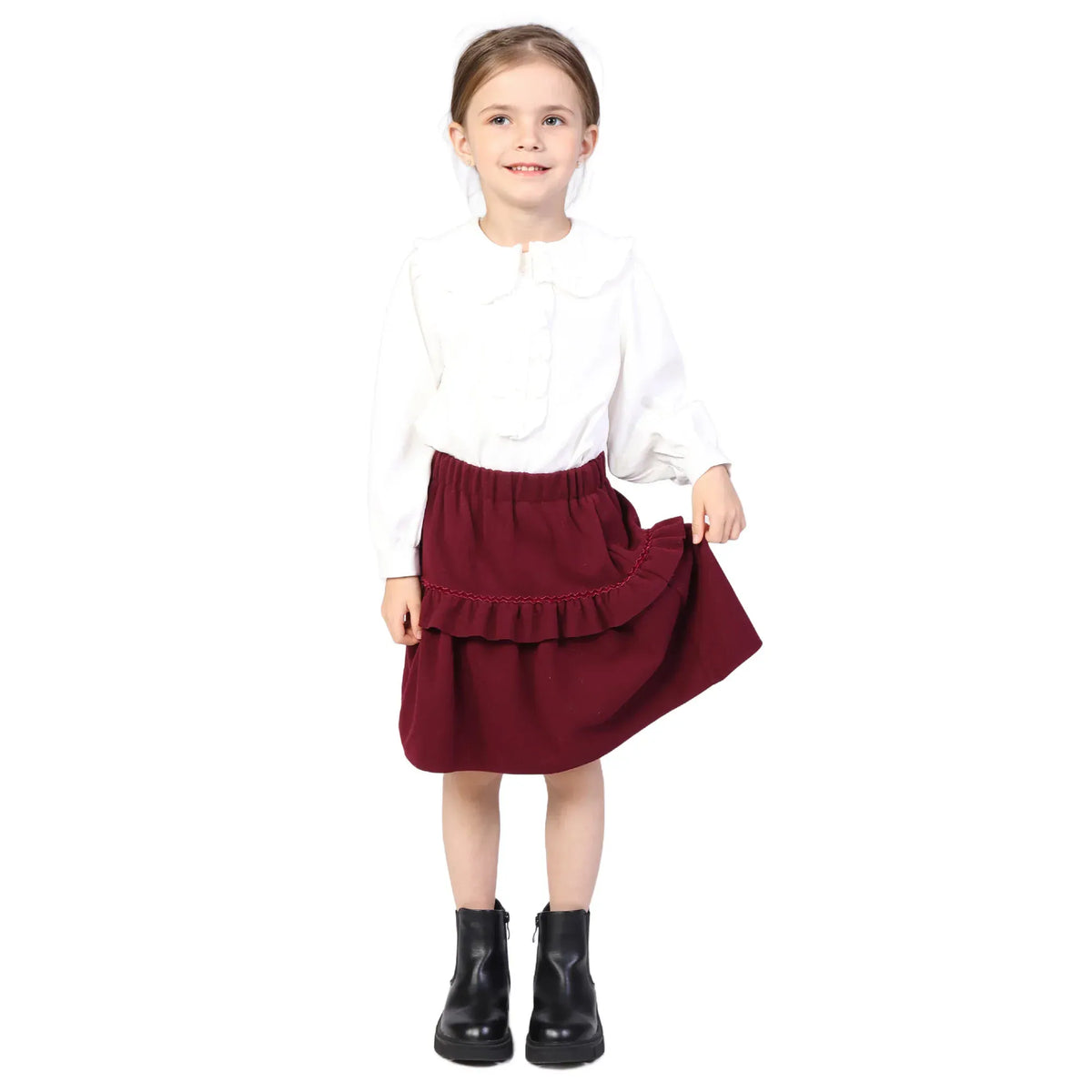 Purple Red Plain Classic Skirt for Girls Image