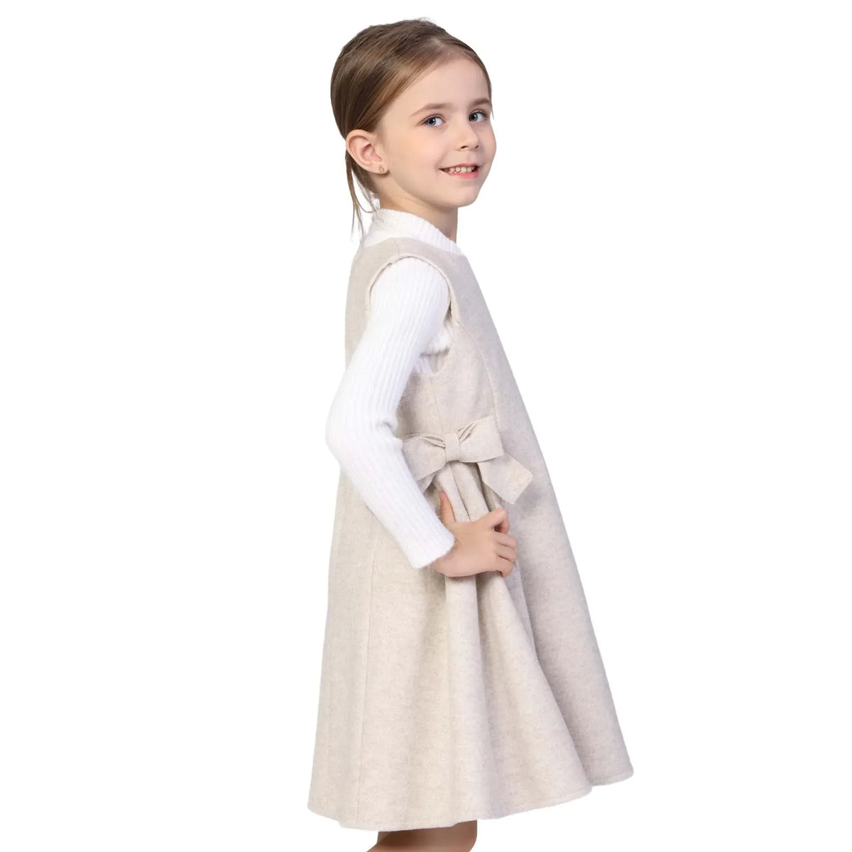 Solid Classic Dress for Girls Image
