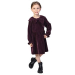 Purple Red Solid Classic Dress for Girls Image
