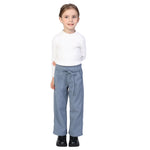 Lake Blue Plain Classic Pants for Girls Image
