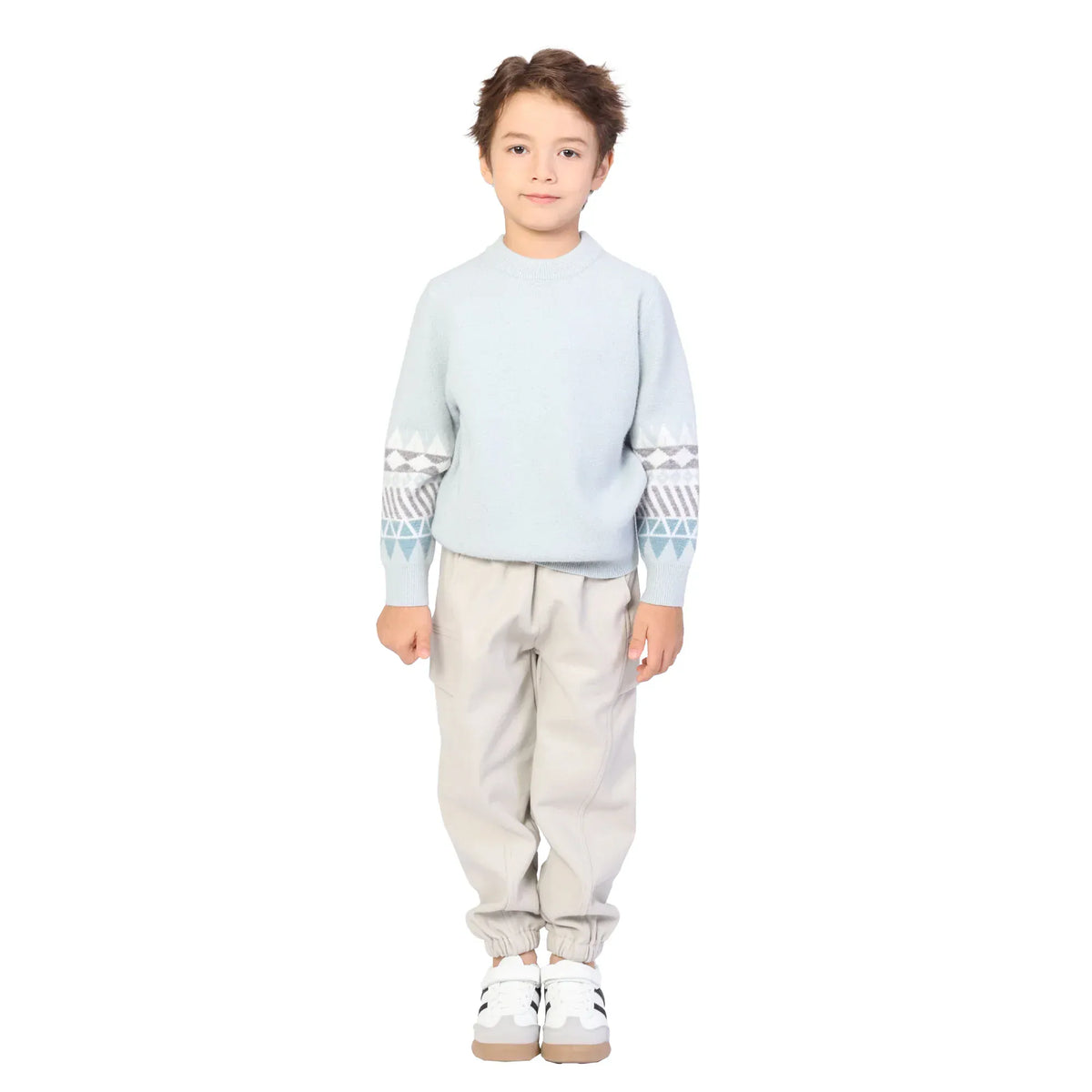 Light Blue Jacquard Classic Pullover for Boys Image
